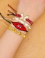 Fashion Red Studded Diamond Butterfly Bead Braided Bracelet