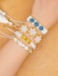 Fashion White Rice Bead Braided Stud And Diamond Hexagon Bracelet