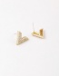 Fashion Golden  Silver Pin Zircon V-shaped Stud Earrings