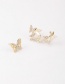 Fashion Golden  Silver Pin Flash Diamond Butterfly Asymmetric Stud Earrings