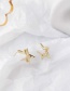 Fashion Golden  Silver Needle Zircon Double Layer Notched Five-pointed Star Stud Earrings