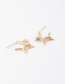 Fashion Golden  Silver Needle Zircon Double Layer Notched Five-pointed Star Stud Earrings