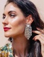 Fashion White K Alloy Flower Tassel Earrings With Diamonds