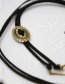 Fashion Black Multilayer Oval Buckle Rivet Tassel Necklace