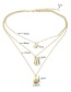 Fashion Golden Alloy Letter A Diamond Shell Multi-layer Necklace