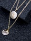 Fashion Golden Alloy Disc Embossed Star-shaped Crescent Moon-set Diamond Multi-layer Necklace