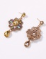 Fashion Color Alloy Diamond Hollow Flower Earrings