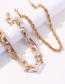 Fashion Golden Square Chain Multi-layer Necklace