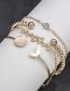 Fashion Golden Alloy Leaf Diamond Bracelet Set