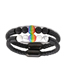 Fashion Black 8mm White Turquoise Volcanic Stone Beaded Stainless Steel Magnetic Buckle Leather Bracelet Set
