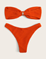 Fashion Orange Knotted Tube Top Split Swimsuit