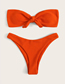 Fashion Orange Knotted Tube Top Split Swimsuit