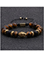 Fashion Golden Tiger Eye Stone Stainless Steel Woven Adjustable Buddha Head Bracelet