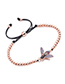 Fashion Rose Gold Bee Micro Inlaid Zircon Woven Adjustable 4mm Stainless Steel Bead Bracelet