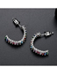 Fashion Platinum Cubic Zirconia Geometric Color Stud Earrings