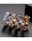 Fashion Color 8 # Rhodium-plated Diamonds Irregular Contrast Ring