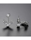 Fashion Platinum Two-ear Earrings With Pearl And Diamond Geometry