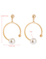 Fashion Golden+white pearl decorated earrings