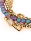 Fashion Silver Peach Heart World Map Bead Crystal Bracelet Set