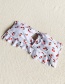 Fashion White Cherry Lotus Leaf Split Swimsuit