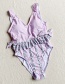 Fashion Pink Printed Ruffle Stripe One-piece Swimsuit