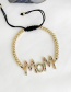 Fashion Golden Copper Bezel Bracelet with Cubic Zirconia Letters
