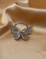 Fashion Silver Zircon Butterfly Hollow Alloy Ring