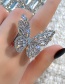 Fashion Silver Zircon Butterfly Hollow Alloy Ring