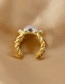 Fashion Golden Cutout Pearl And Diamond Opening Adjustable Ring
