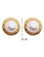 Fashion Golden Button-shaped Pearl Diamond Alloy Stud Earrings
