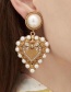 Fashion Golden Love Pearl Openwork Diamond Earrings