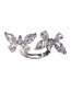 Fashion White Butterfly Twin Zircon Open Alloy Ring
