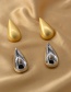 Fashion Golden Silver-plated Smooth Drop-shaped Alloy Stud Earrings