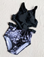 Fashion Black Flower Print Cutout One-piece Swimsuit