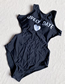 Fashion Black Alphabet Print Love One-piece Swimsuit