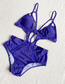 Fashion Royal Blue Paneled Mesh Hollow Leaky Back One-piece Swimsuit