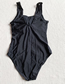 Fashion Black Pleated Panel Tank Top One-piece Swimsuit