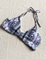Fashion Black Pink Tie-strap Geometric Print Split Swimsuit