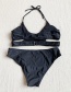Fashion Black Tie Cutout Split Swimsuit