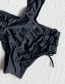 Fashion Black Drawstring One-piece Swimsuit