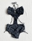 Fashion Black Drawstring One-piece Swimsuit
