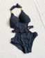 Fashion Black Lace Tie One Piece Swimsuit