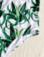 Fashion Color Printed Leaf Split Swimsuit