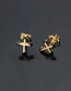Fashion Gold-plated Black Zirconium Small Studded Cross Earrings With Zirconium