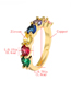 Fashion Golden Copper Micro Inlaid Color Zirconia Opening Adjustable Ring