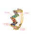 Fashion Golden Crown Cubic Micro Set Inlaid Zircon Opening Adjustable Ring