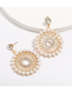 Fashion Golden Round Alloy Diamond And Pearl Openwork Earrings