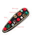 Fashion Red Color-square Faceted Rhinestone Pearl Alloy Rectangular Hair Clip