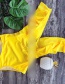 Fashion Yellow Button Ruffled Triangle One-piece Swimsuit