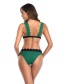 Fashion Green Lace Stitching Contrast V-neck Split Swimsuit